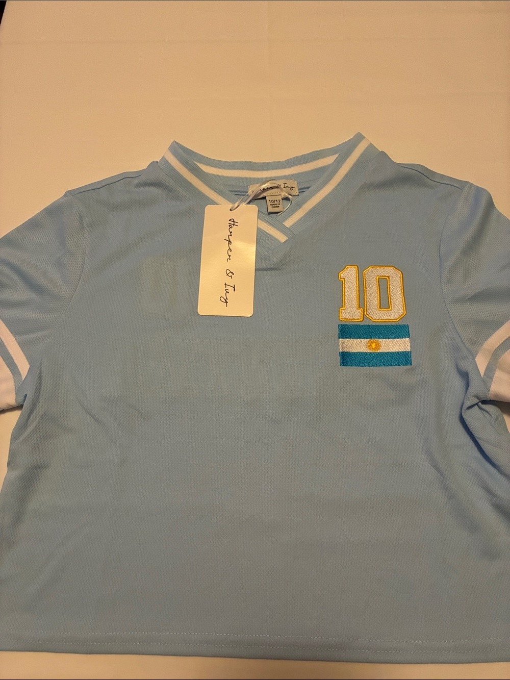 Kids Light Blue Short-Sleeve Soccer Tee by - Number 10 Patch